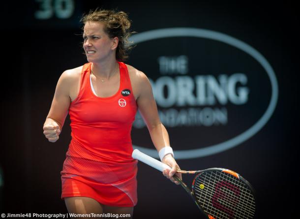 Strycova in action at the ASB Classic (Source : Jimmie48 Tennis Photography)