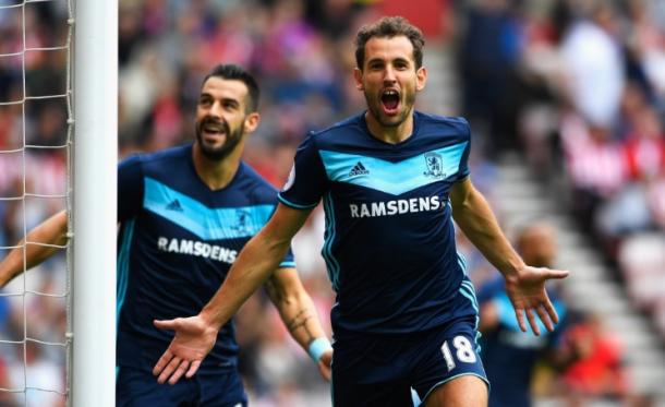 Cristhian Stuani celebrates his brace against Sunderland | Photo: Premier League