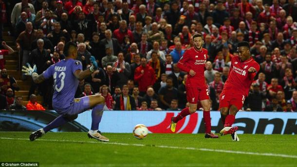 Sturridge, pictured scoring against Villarreal, unsurprisingly starts in the final (photo: Graham Chadwick)