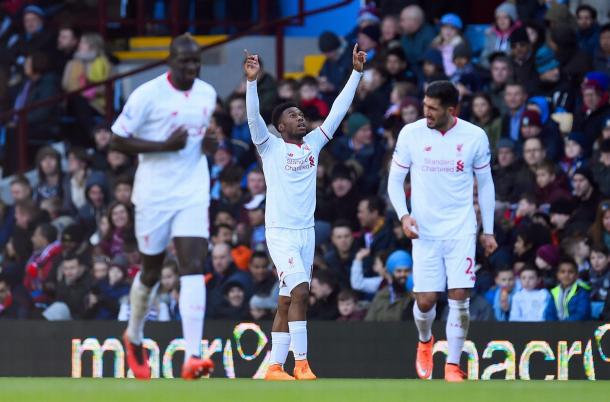 Sturridge after opening the deadlock in the 16th minute at Villa Park. (Picture: Getty Images)
