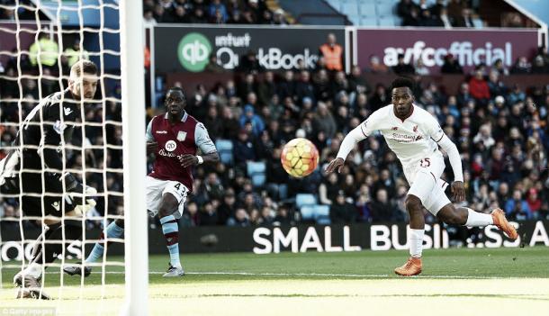 Sturridge scores for Liverpool against Villa (photo: getty)