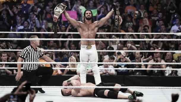Rollins walked away with both titles. Photo WWE.com