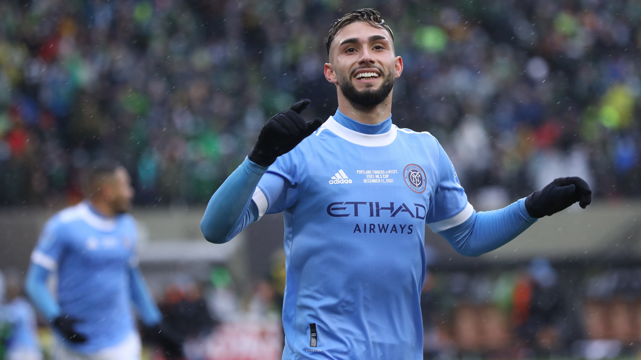 Castellanos celebrates after giving NYCFC the lead in the 2021 MLS Cup final/Photo: MLS Soccer