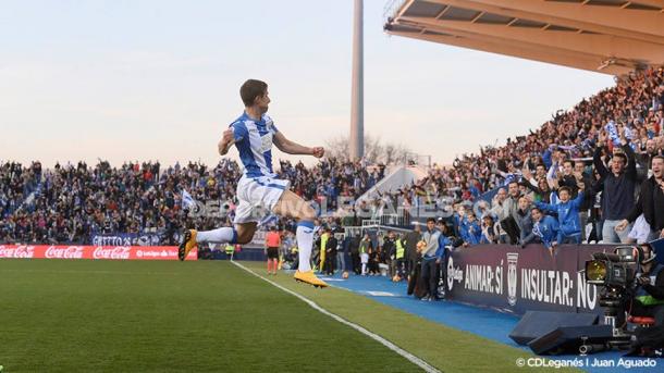 Szymanowski celebró el primer gol ante el Dépor | Foto: Juan Aguado (CD Leganés)