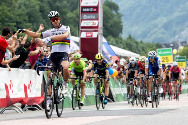 Peter Sagan celebrando el triunfo | Fuente: Tour de Suiza