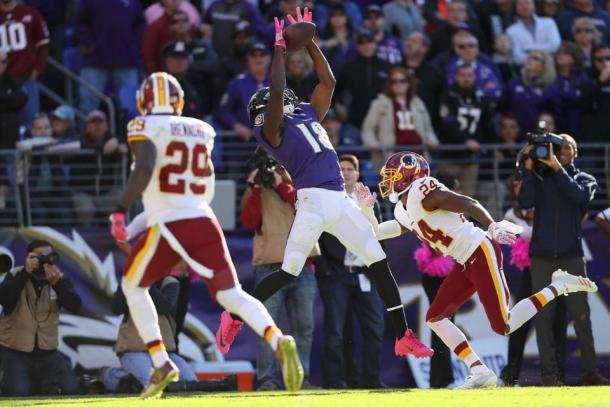 Perriman's late catch was ruled out of bounds (Photo: Baltimore Ravens)