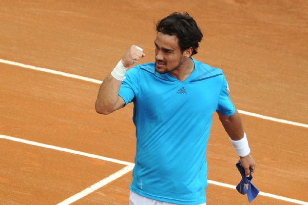 Fabio Fognini celebrates his upset of Andy Murray in Davis Cup play. (Mario LaPorta/AFP/Getty Images)