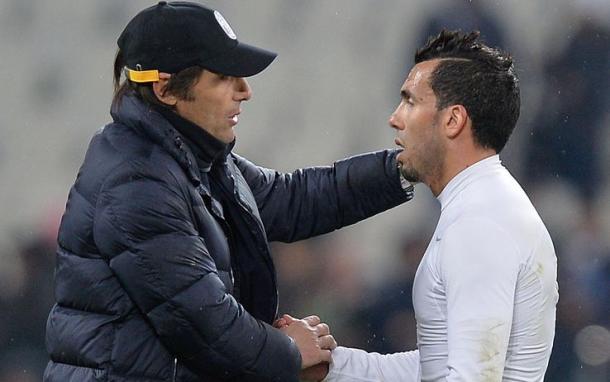 Conte y Tévez coincidieron en la Juventus de Turín. Foto: SkySport Italia
