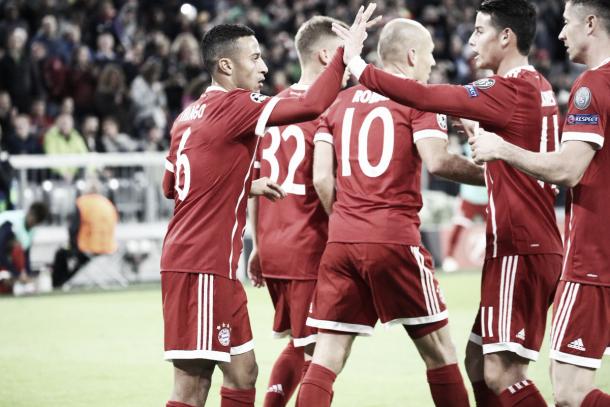 Thiago celebrando el 2-0 | Foto: Twitter Bayern @FCBayernES