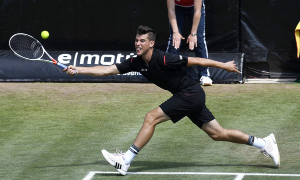 Dominic Thiem in action at the Mercedes Cup against Mikhail Youzhny (Photo by Daniel Kopatsch  / Source : Bongarts)