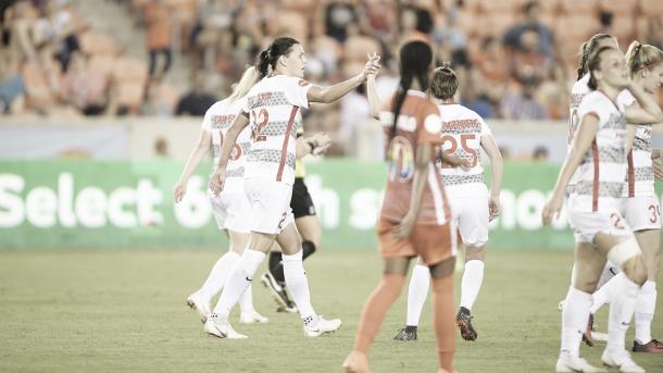 Christine Sinclair made her 100th NWSL appearance with the Portland Thorns at BBVA Compass in Houston, TX on June 22, 2018 | Photo: NWSLsoccer.com