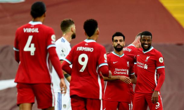 El Liverpool celebrando un gol frente al Leeds / FOTO: PremierLeague