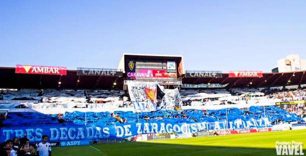 Tifo de la afición en el partido ante el Alcorcón // Foto: Andrea Royo