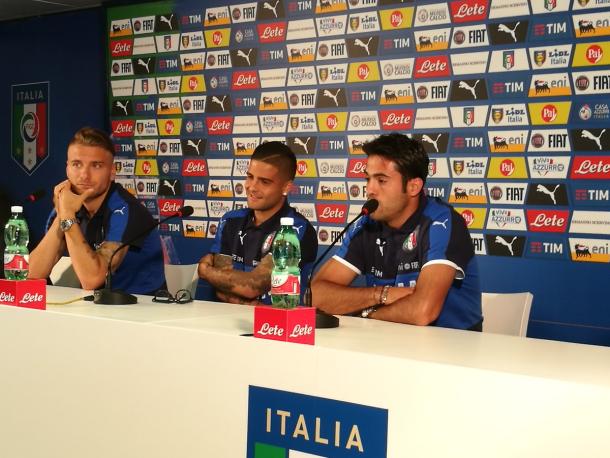 Immobile, Insigne ed Eder in conferenza stampa, twitter @Vivo_Azzurro