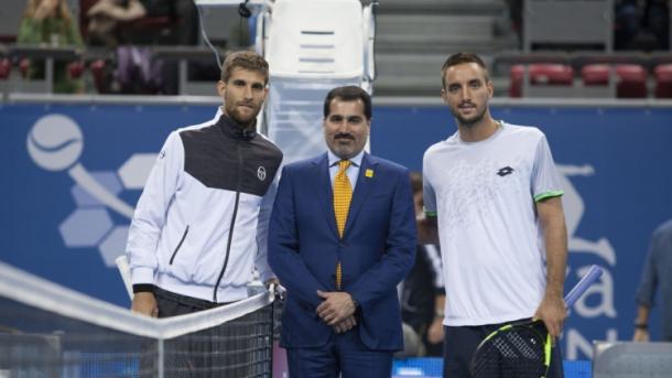 Martin Klizan (left) and Viktor Troicki played one of the matches of the tournament (Photo: Garanti Koza Sofia Open)