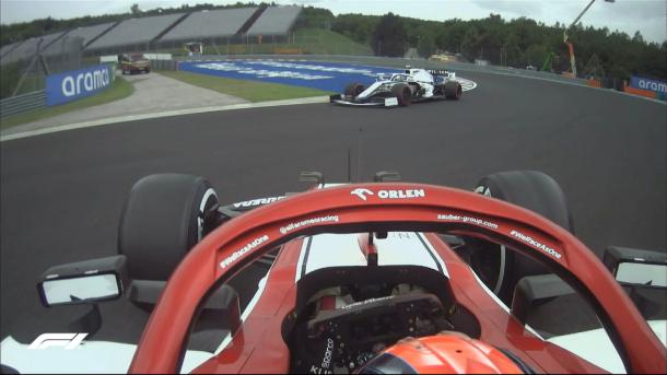 Kubica en el momento del trompo. Foto: F1