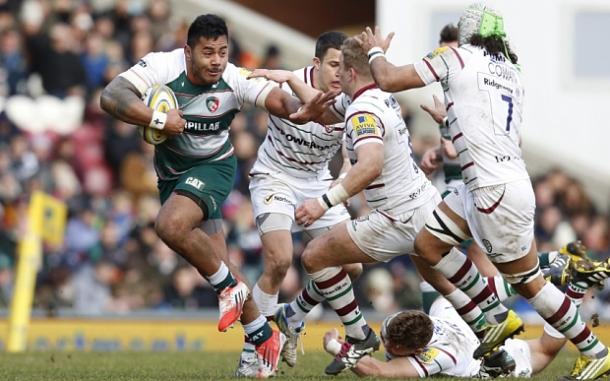 Tigers' Manu Tuilagi is a welcome return to the Leicester side this weekend, (image via telegraph)