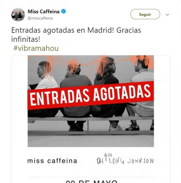 Tuit de Miss Caffeina | Twitter Miss Caffeina