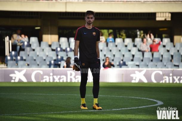 Jokin Ezkieta nunca se ha hecho con la portería del Barça B / Foto: Noelia Déniz (VAVEL.com)