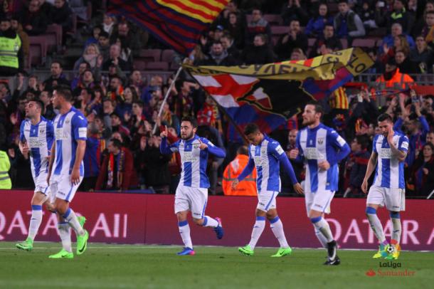 Unai López marcó el primer gol de la historia del Lega en el Camp Nou | Foto: LaLiga