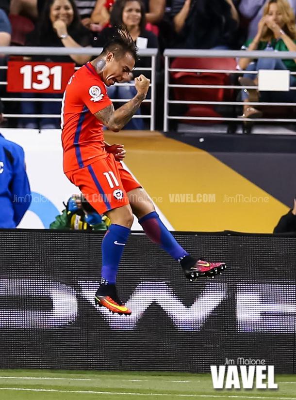 Edu Vargas' passionate performance on Saturday night led to four goals in the 7-0 rout. | Photo: Jim Malone/VAVEL USA