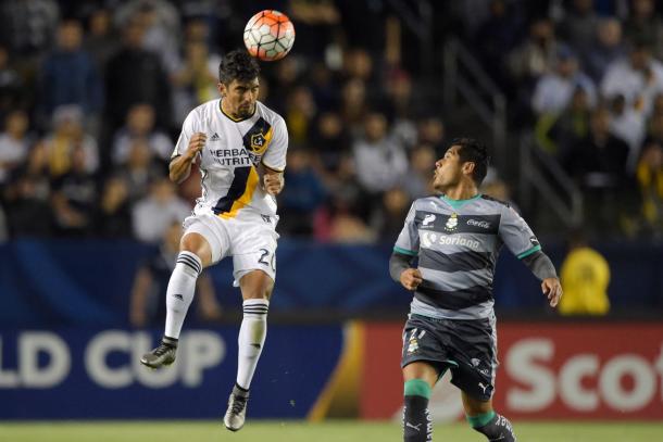 The Los Angeles Galaxy and Santos Laguna did not produce goals, but the match did get chippy. A total of 23 tackles, 30 fouls and four yellow cards occured in the scoreless draw on Wednesday at the StubHub Center. Photo provided by Kirby Lee-USA TODAY Sports. 