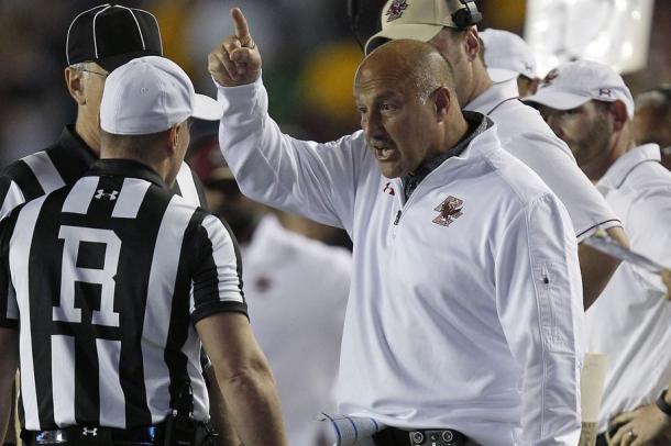 Boston College head coach Steve Addazio was flummoxed by the Orange passing game. | Stew Milne - USA Today Sports