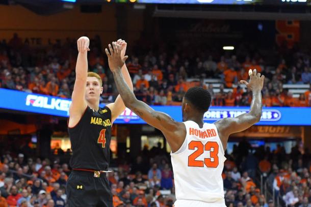 Huerter shoots over Howard during Maryland's loss at Syracuse/Photo: Rich Barnes/USA Today Sports