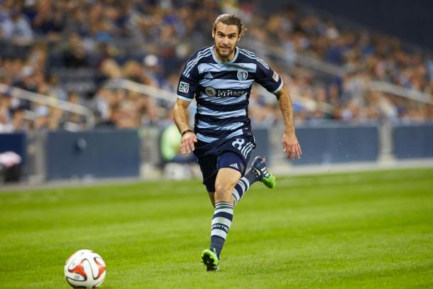 Graham Zusi will need to push the tempo of the match on Sunday against FC Dallas at Toyota Stadium. Photo provided by USA TODAY Sports. 