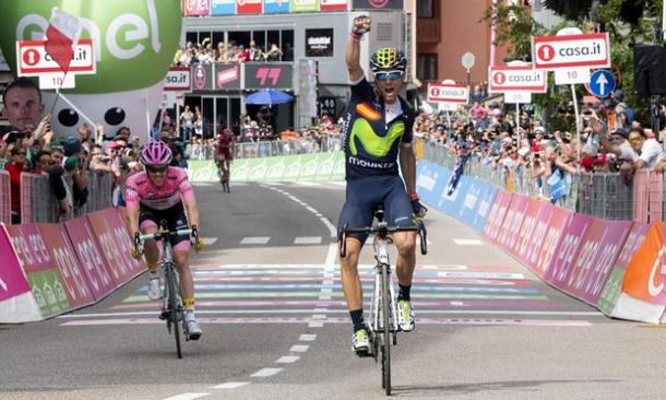 Valverde celebra su triunfo en Andalo | Foto. Giro de Italia