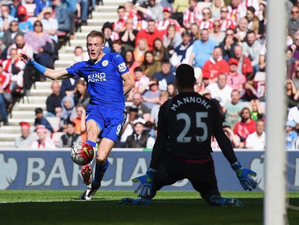 Jamie Vardy ended his recent drought by netting twice at the Stadium of Light | Photo: Getty