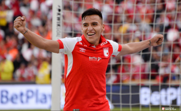 Jhon Velásquez, autor del tercer gol de la tarde para Santa Fe. Imagen: Independiente Santa Fe.