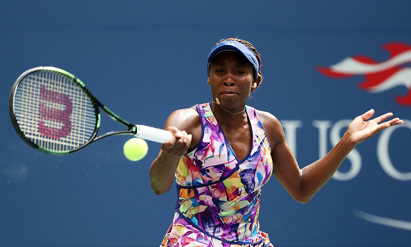 Williams in her fourth round match with Pliskova (Photo by Al Bello / Getty Images)