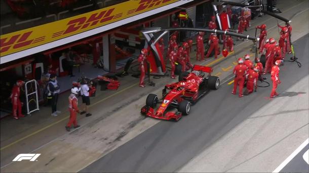 Il secondo pit-stop della Ferrari di Vette - Foto Twitter F1 