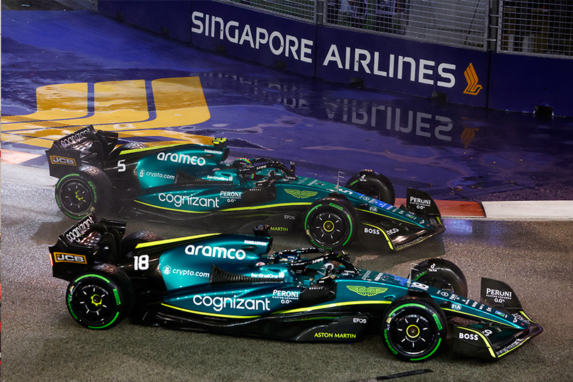 Vettel y Stroll en Singapur 2022. / Fuente: F1