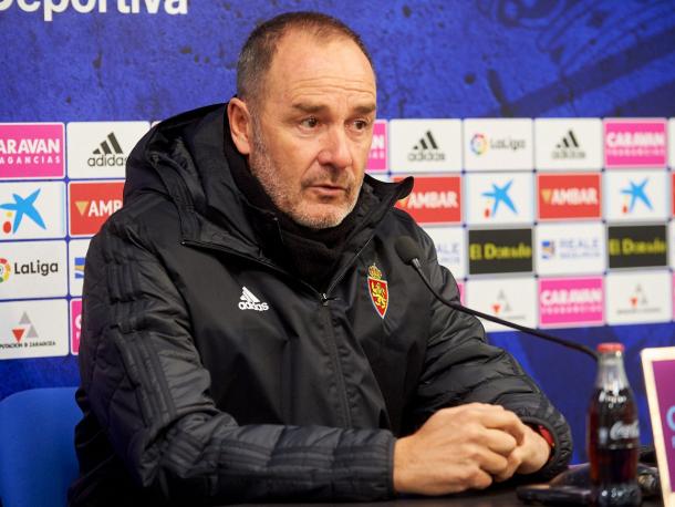 Víctor Fernández, en la rueda de prensa de este viernes | Imagen: Real Zaragoza