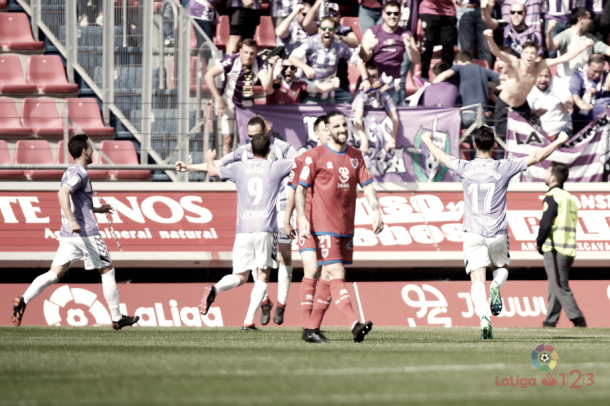 Jugadores del Valladolid celebrando un gol | Fotografía: La Liga