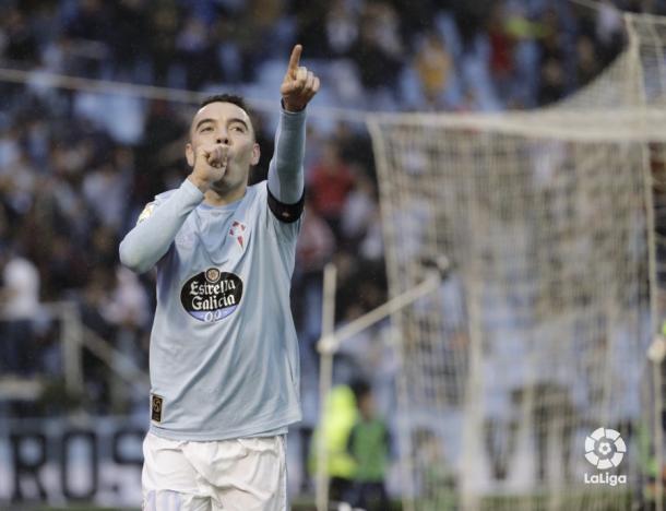 Aspas celebra el gol. Foto: La Liga