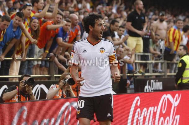 Dani Parejo celebrando el 2-0 | Imagen: LFP