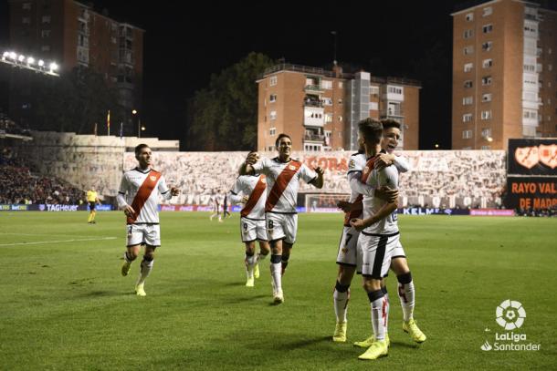 Jugadores del Rayo Vallecano celebrando un gol | Fotografía: La Liga