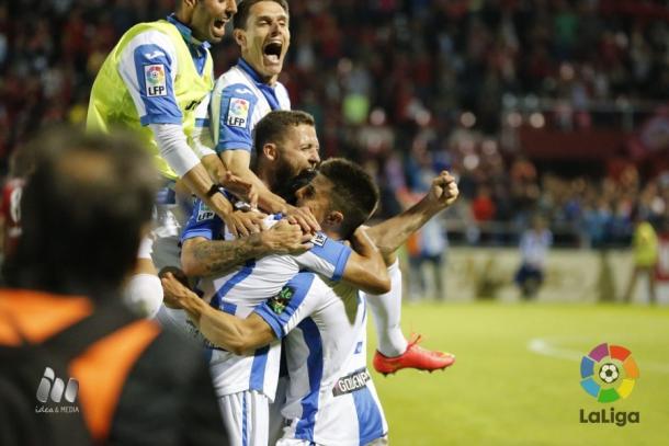 Celebración del gol de Insua que dio el ascenso al Leganés | Foto: LaLiga