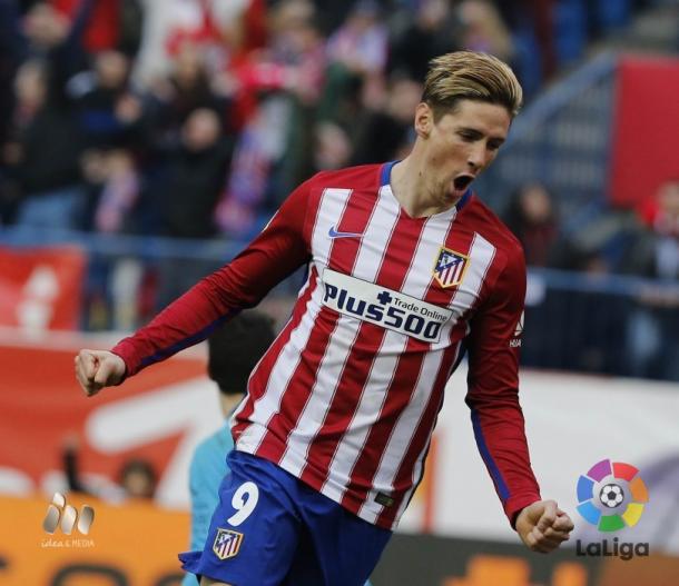 Fernando Torres celebrando el tercer gol de la tarde
