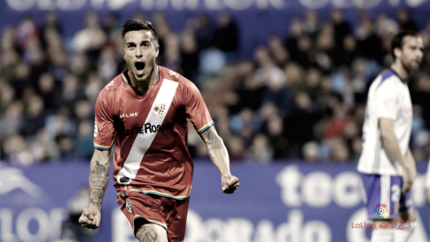 Óscar Trjejo celebrando el segundo gol Rayo Vallecano | Imagen: www.laliga.es