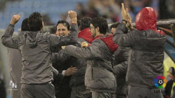 All smiles for Sevilla, who next face FC Barcelona in the final (La Liga)