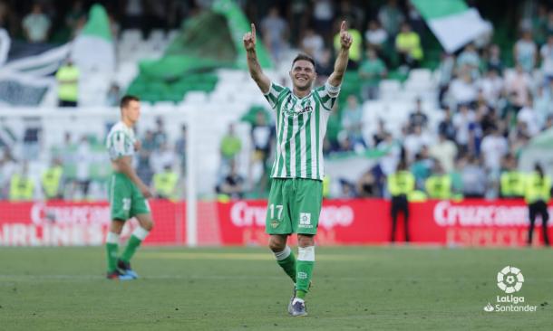Joaquín tras encajar su primer gol ante el Huesca | foto: LaLiga Santander
