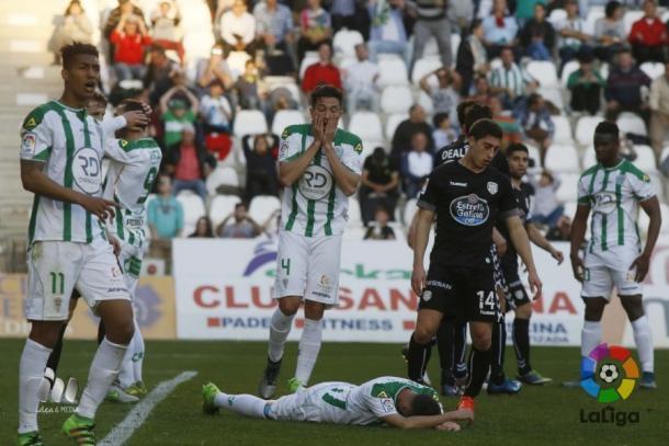 Los jugadores se lamentan de una ocasión frente al Lugo | Foto: La Liga