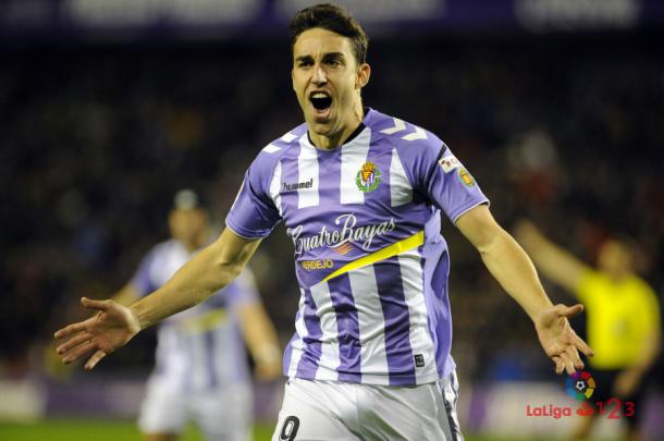 Jaime Mata celebrando su gol ante la SD Huesca | Foto: LaLiga 1|2|3