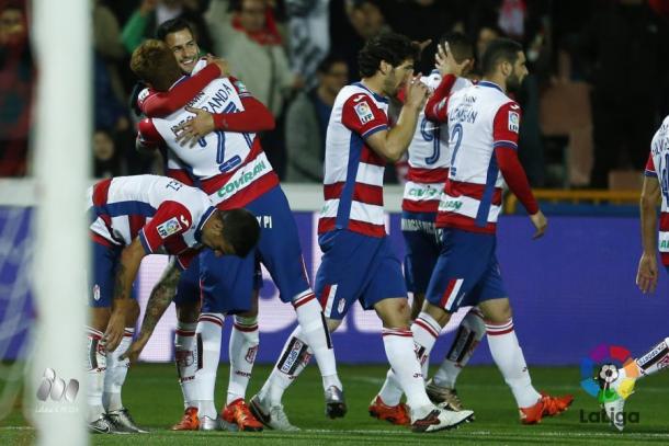 El Granada celebra el gol que les da el pase a octavos | Foto: LFP.