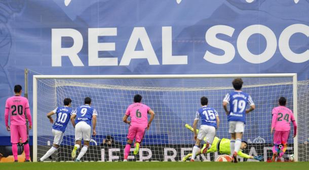 Xabi Prieto anotando su último gol con la Real Sociedad | Foto: LaLiga Santander