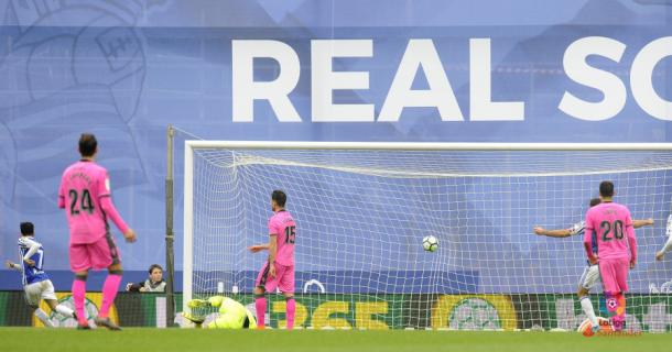 Juanmi empuja a gol. Foto: LFP